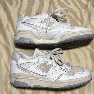 New Balance 550 Cream and Gray Sneakers